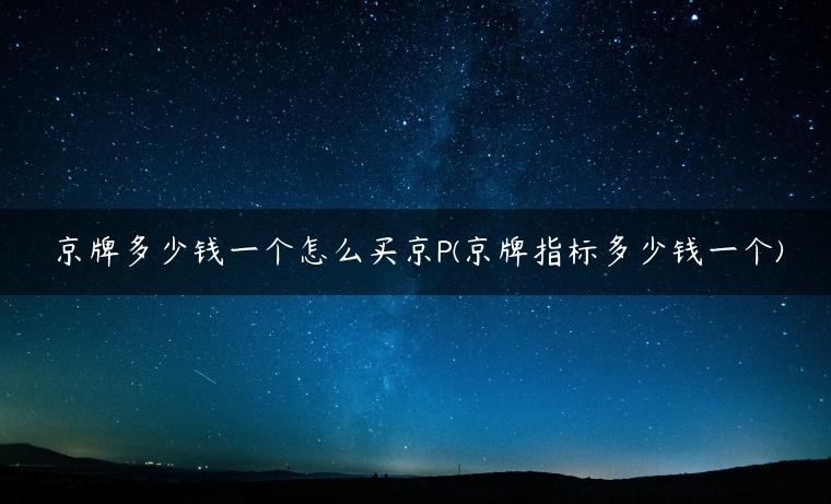 京牌多少钱一个怎么买京P(京牌指标多少钱一个)