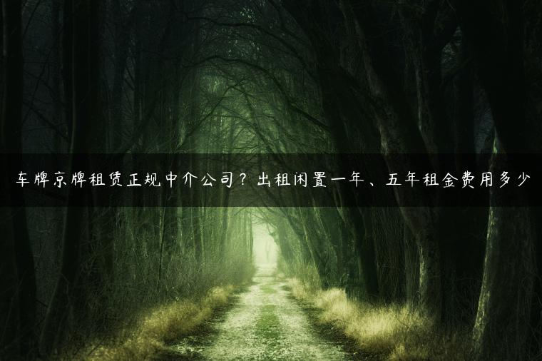 车牌京牌租赁正规中介公司？出租闲置一年、五年租金费用多少