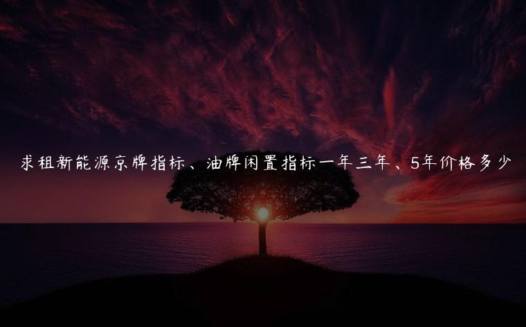 求租新能源京牌指标、油牌闲置指标一年三年、5年价格多少