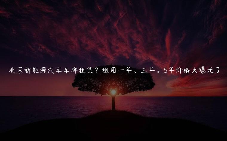 北京新能源汽车车牌租赁？租用一年、三年。5年价格大曝光了