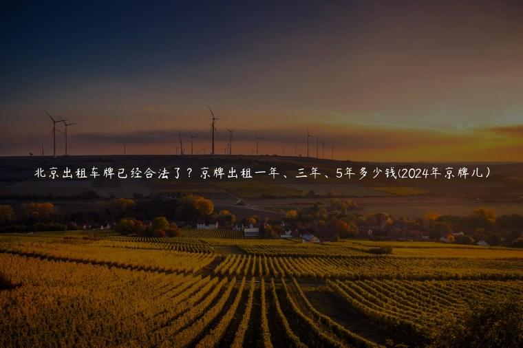 北京出租车牌已经合法了？京牌出租一年、三年、5年多少钱(2024年京牌儿）