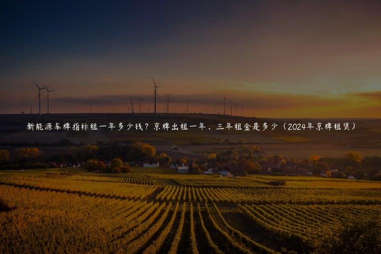 新能源车牌指标租一年多少钱？京牌出租一年、三年租金是多少（2024年京牌租赁）