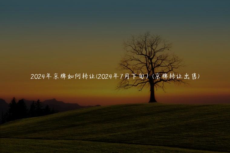 2024年京牌如何转让(2024年7月下旬）(京牌转让出售)