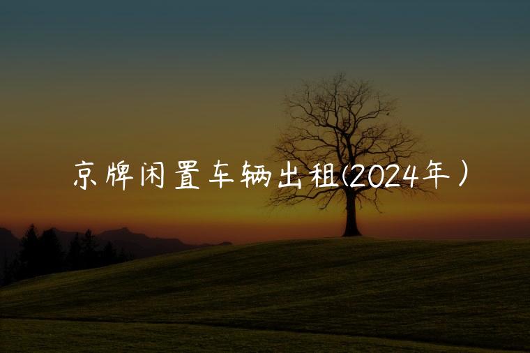 京牌闲置车辆出租(2024年）