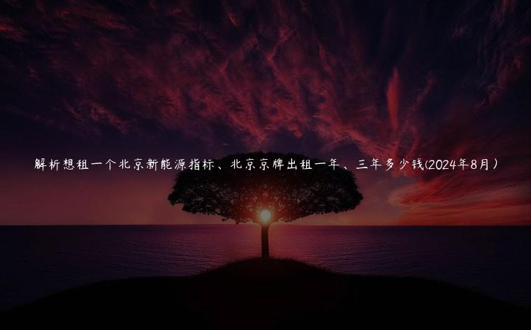 解析想租一个北京新能源指标、北京京牌出租一年、三年多少钱(2024年8月）