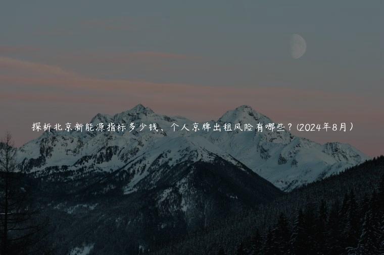 探析北京新能源指标多少钱、个人京牌出租风险有哪些？(2024年8月）