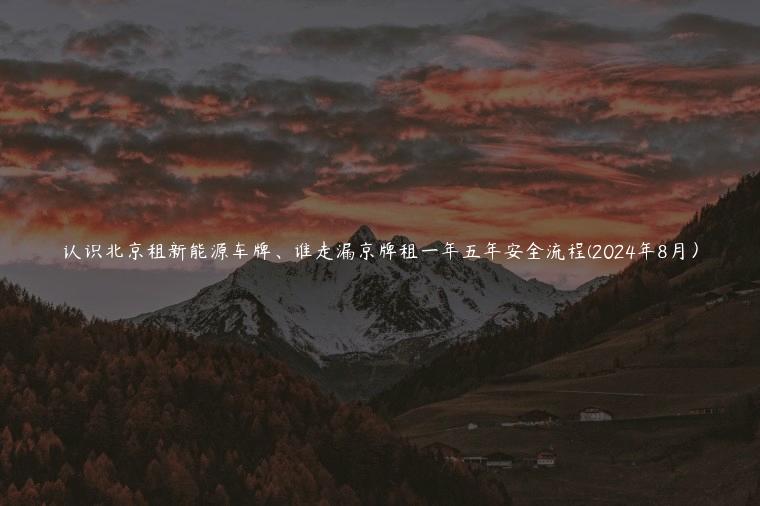 认识北京租新能源车牌、谁走漏京牌租一年五年安全流程(2024年8月）