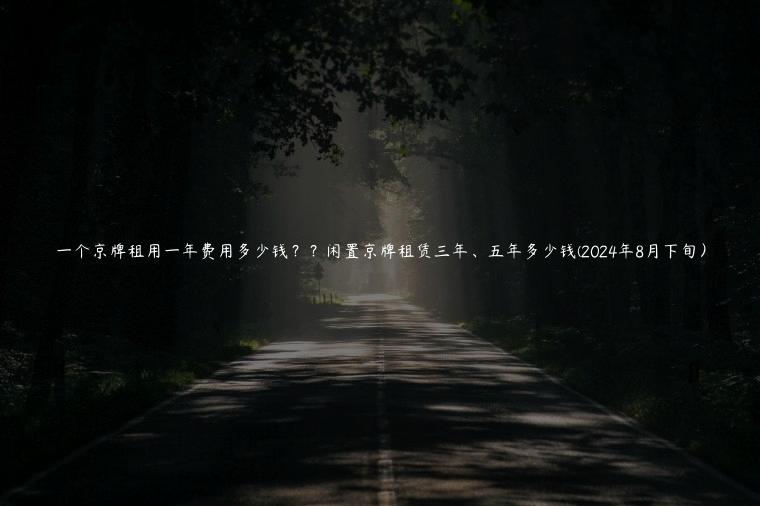 一个京牌租用一年费用多少钱？？闲置京牌租赁三年、五年多少钱(2024年8月下旬）