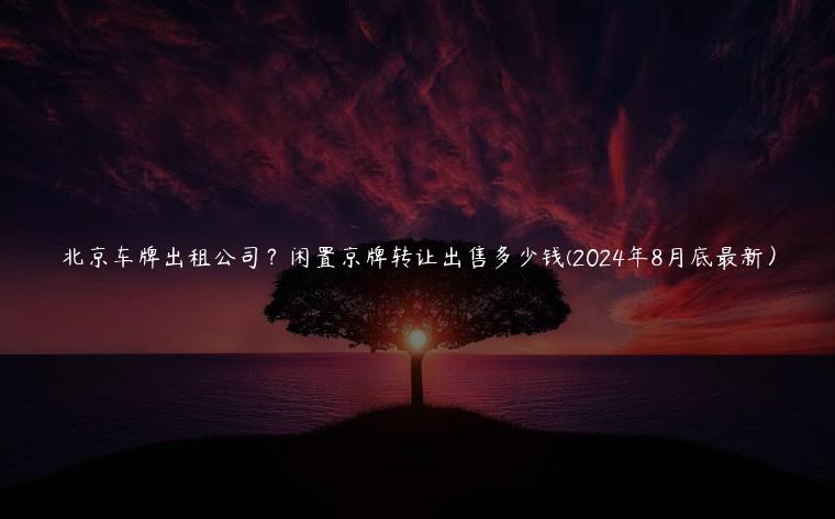 北京车牌出租公司？闲置京牌转让出售多少钱(2024年8月底最新）