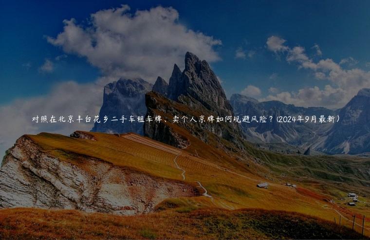 对照在北京丰台花乡二手车租车牌、卖个人京牌如何规避风险？(2024年9月最新）