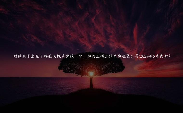 对照北京出租车牌照大概多少钱一个、如何正确选择京牌租赁公司(2024年9月更新）