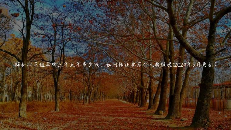 解析北京租车牌三年五年多少钱、如何转让北京个人牌照呢(2024年9月更新）