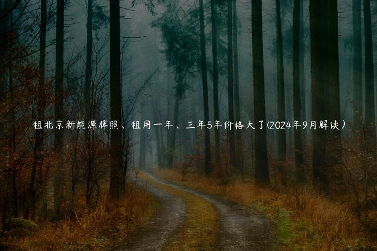 租北京新能源牌照、租用一年、三年5年价格大了(2024年9月解读）