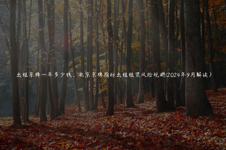 出租京牌一年多少钱、北京京牌指标出租租赁风险规避(2024年9月解读）