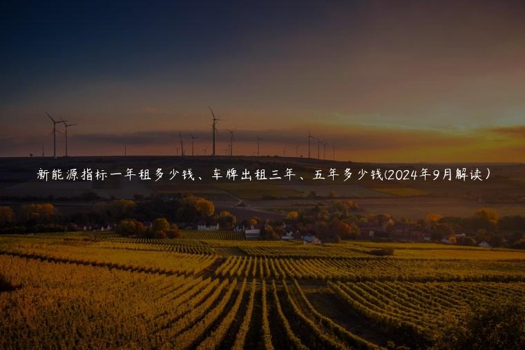 新能源指标一年租多少钱、车牌出租三年、五年多少钱(2024年9月解读）