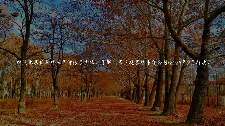 对照北京租车牌三年价格多少钱、了解北京正规京牌中介公司(2024年9月解读）