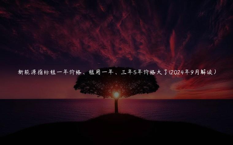 新能源指标租一年价格、租用一年、三年5年价格大了(2024年9月解读）