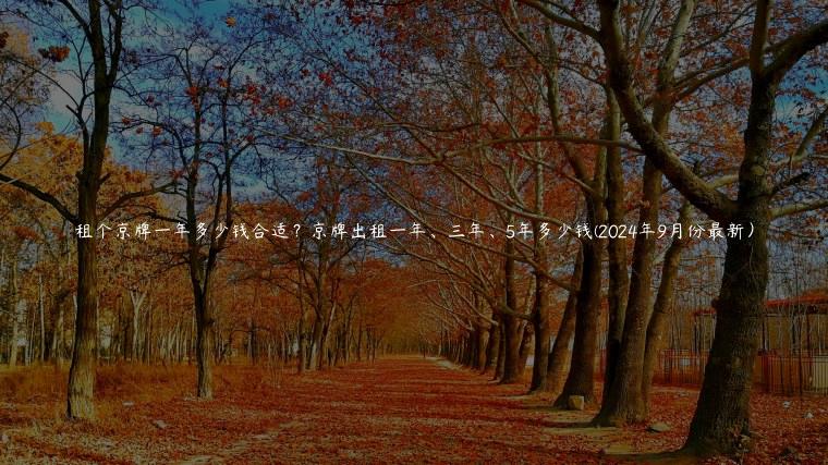 租个京牌一年多少钱合适？京牌出租一年、三年、5年多少钱(2024年9月份最新）