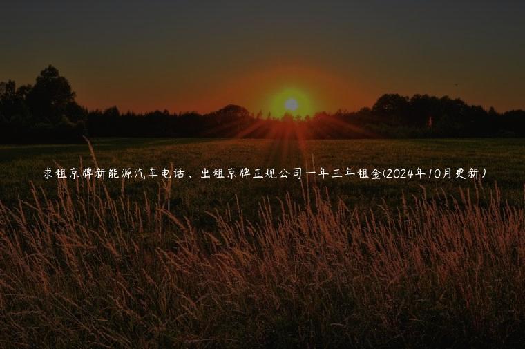 求租京牌新能源汽车电话、出租京牌正规公司一年三年租金(2024年10月更新）