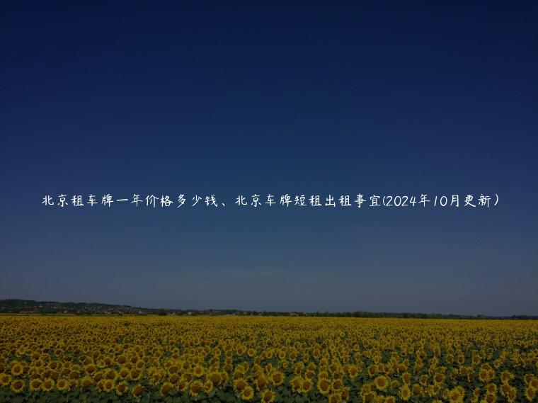 北京租车牌一年价格多少钱、北京车牌短租出租事宜(2024年10月更新）